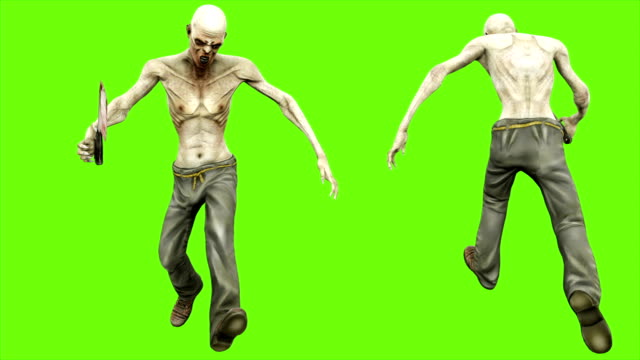 Zombie-runs---seperated-on-green-screen.-Loopable.-4k.