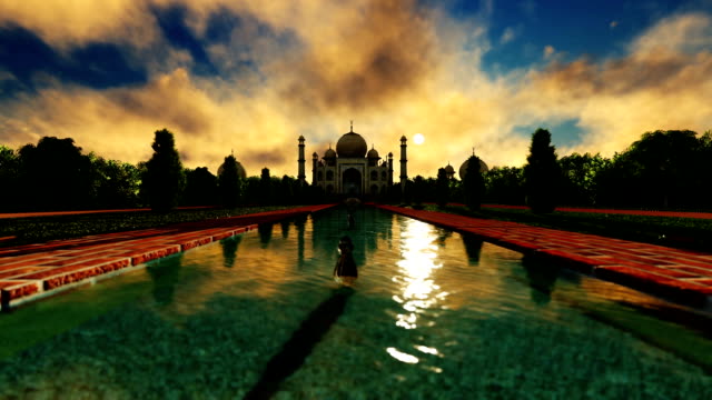 Taj-Mahal-bei-Sonnenuntergang,-Agra