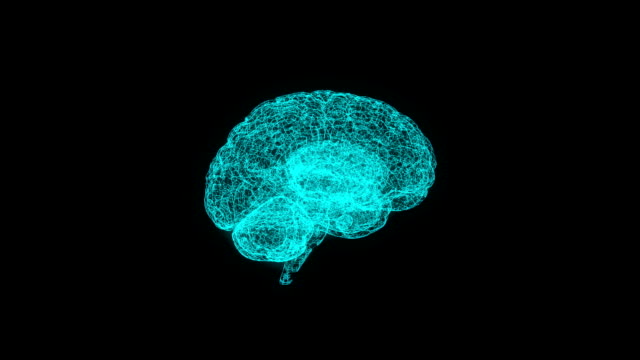 Rotierende-Hologramm-des-menschlichen-Gehirns.-Blaue-abstrakte-futuristische-Wissenschafts--und-Bewegung-Hintergrund