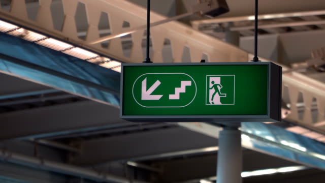 Exit-Sign-at-international-airport