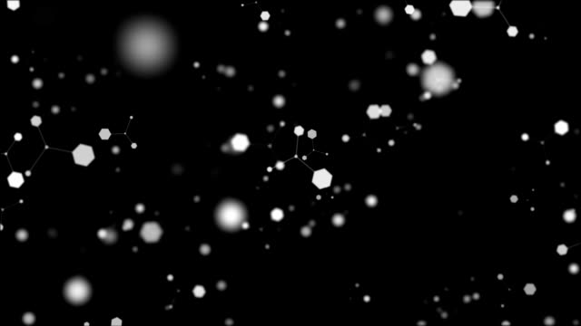 connected-hexagonal-particles-moving-on-black-Background
