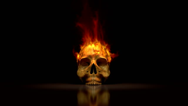 Brennende-Schädel-auf-Feuer-mit-alpha-Maske