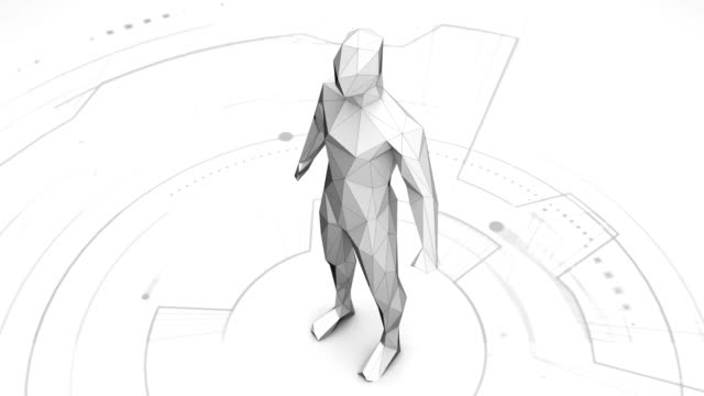 Virtuellen-Menschen-gemacht-der-Polygon---Glitch-Effekt---futuristischen-Stil