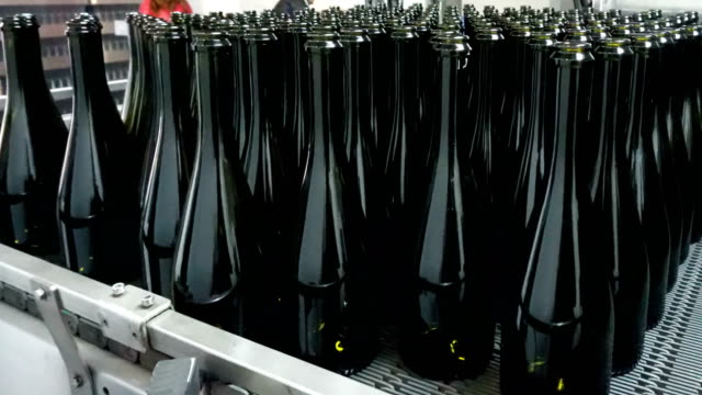 Feeding-bottles-to-the-conveyor-for-further-bottling-of-wine