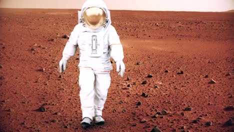 4-K-Astronaut-zu-Fuß-auf-der-Oberfläche-des-Mars.-(Hintergrund-Elemente-von-der-NASA-eingerichtet.)