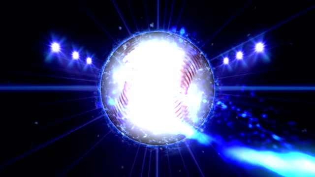 Baseball,-beleuchtete-helle-blaue-Farbe-Strahler-In-Nachtszene
