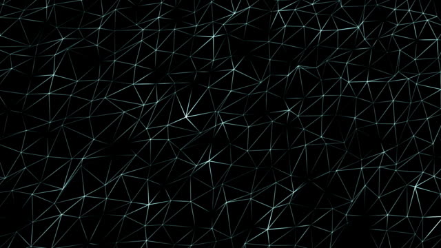 conceptual-background-animation-of-a-network-connection-in-the-form-of-lines-on-a-black-background,-forming-triangles-of-links,-bright-flashes-in-places-of-data-transfer