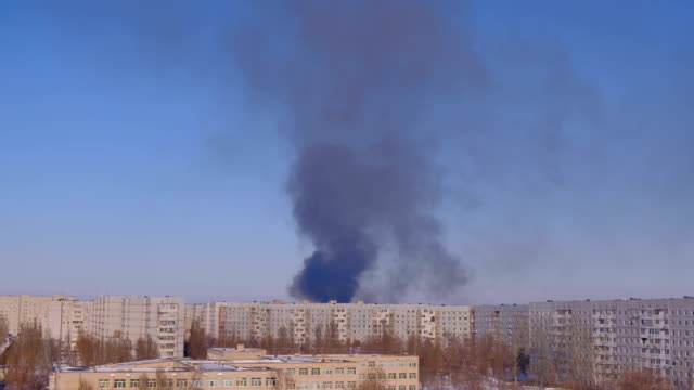 Building-on-fire-with-smoke.-Emergency.-Arson-building.