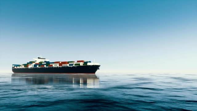 Brandless-3D-Fracht-Container-Schiff-auf-offener-See