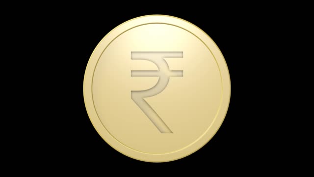 Rupie-Zeichen-auf-goldene-Münze