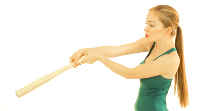 Beautiful-girl-with-baseball-bat,-isolated