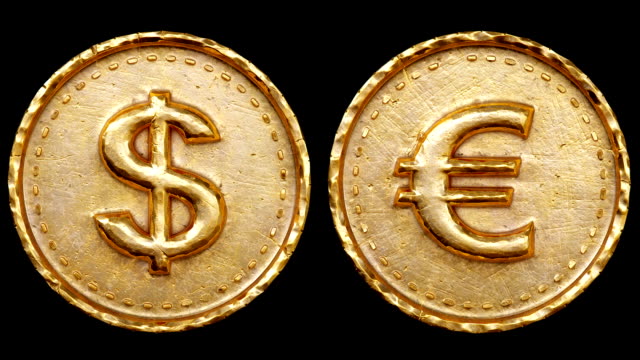 Dollar-und-Euro-Münzen