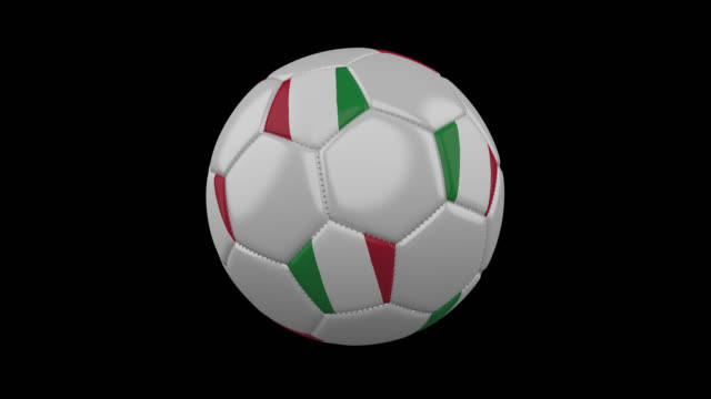 Fußball-mit-der-Flagge-von-Italien,-4-k-Prores-Footage-mit-alpha-Kanal,-Schleife