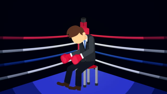 Business-man-battle-lose-in-boxing-gloves.-Business-competition-concept.-Loop-illustration-in-flat-style.
