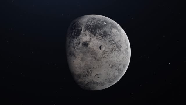 Ceres-enano-planeta-girando-en-su-órbita-en-el-espacio.-4K