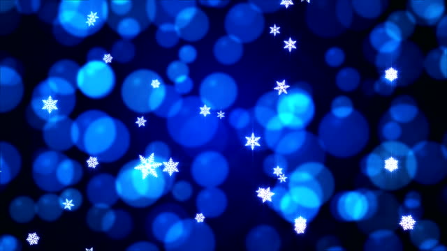 Copos-de-nieve-cayendo-sobre-fondo-de-Navidad-azul