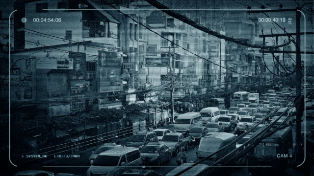 Tráfico-de-hora-punta-CCTV-en-la-ciudad-de-Asia