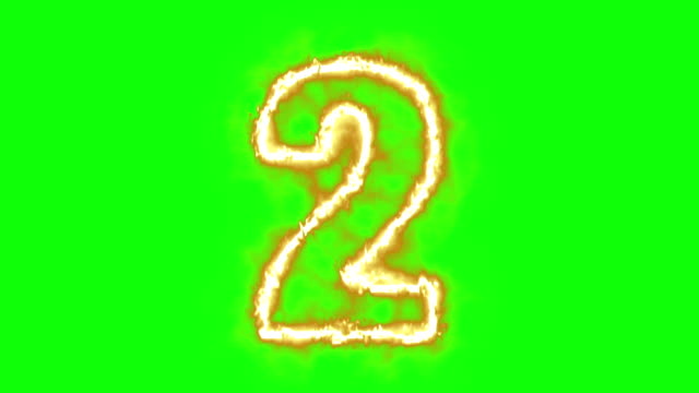 2---dos-caliente-ardiente-número-en-pantalla-verde