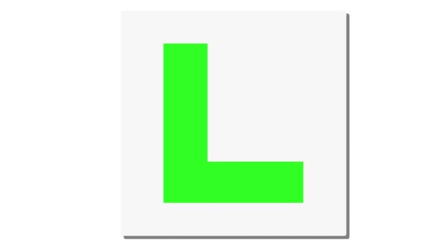 Learning-driver-'L'-plate-green-off-and-on-animation