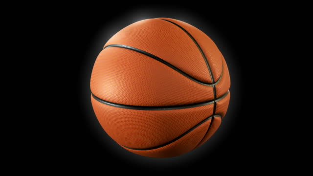 Set-of-3-Videos.-Beautiful-Basketball-Ball-Rotating-in-Slow-Motion-on-Black-with-Flares.-Looped-Basketball-3d-Animations-of-Turning-Ball.-4k-Ultra-HD-3840x2160.