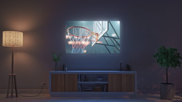 Basketball-Spiel-auf-Leben-Zimmer-Fernseher