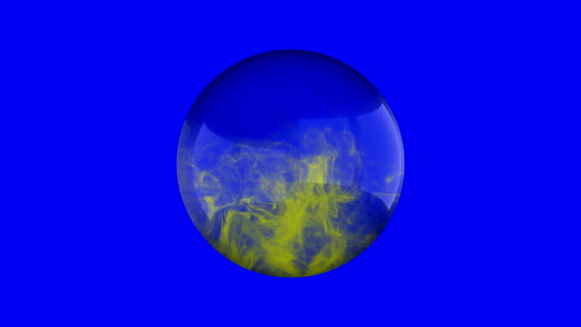 El-humo-amarillo-llena-una-esfera-de-cristal