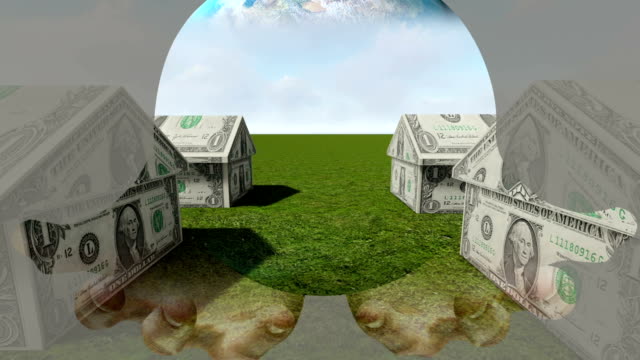 Mixed-media-of-two-3d-animation--from-House-made-of-cash-and-hand-holding-globe