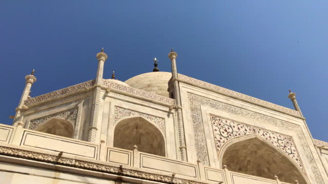 Detalles-arquitectónicos-en-el-Taj-Mahal,-India