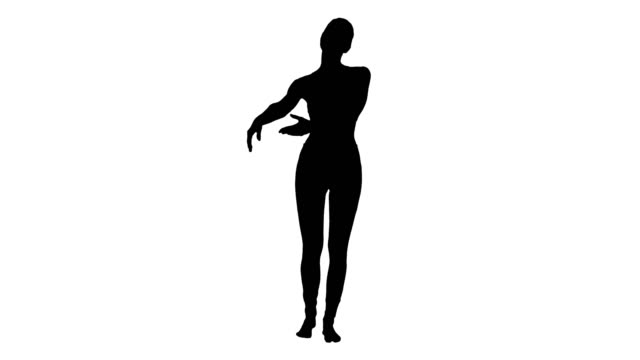 Silhouette-Young-woman-stretching-hands-in-yoga-dress