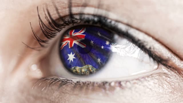 mujer-ojo-verde-en-primer-plano-con-la-bandera-de-Australia-en-el-iris-con-el-movimiento-del-viento.-concepto-de-vídeo