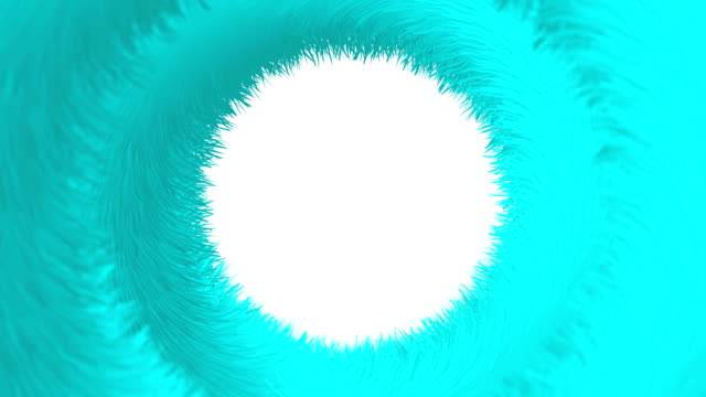 Furry-towel-close-up-pattern-circle-frame-rotate-moving-green-color-on-white-background,-seamless-looping-animation-4K,-with-center-copy-space