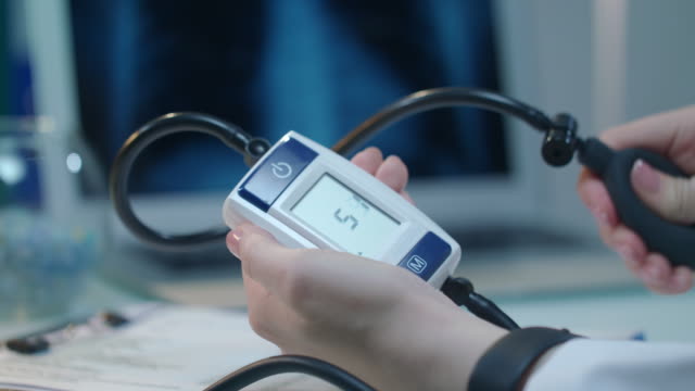 Blood-pressure-monitor.-Hypertension-concept.-Blood-pressure-check-equipment