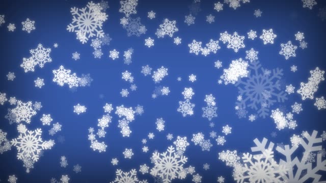Große-Schneeflocken-fallen-auf-blauen-Bildschirm.-Winter-Schneefall.-Frohe-Weihnachten-und-Happy-New-Year-Konzept