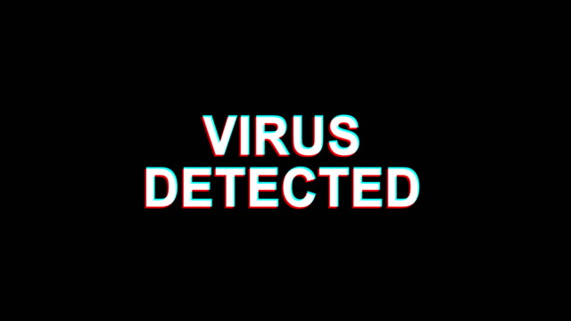 Virus-detectado-Glitch-efecto-texto-digital-TV-distorsión-4K-bucle-de-animación