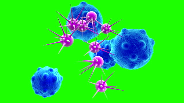 animación---las-células-cancerosas-con-altos-detalles-en-pantalla-verde