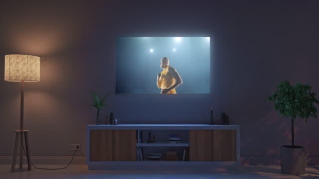 Basketball-game-on-living-room-tv-set