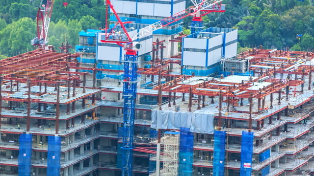 4K.-Time-lapse-Construction-crane-in-Singapore-city
