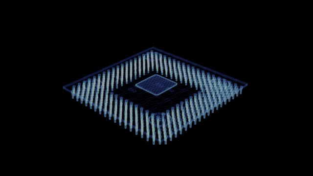 Hologram-of-a-rotating-computer-microchip
