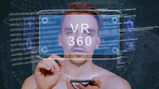 Guy-interacts-HUD-hologram-VR-360