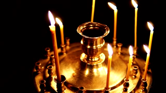 Candles-burning-in-the-candleholder-in-the-Christian-Church