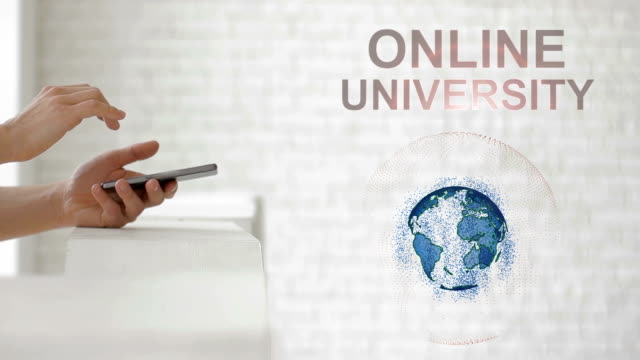 Hands-launch-the-Earth's-hologram-and-Online-university-text