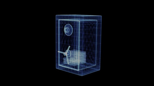 Hologram-of-a-rotating-safe-with-money