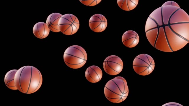 Basket-balls-falling-loop-with-Alpha-channel-3D-animation