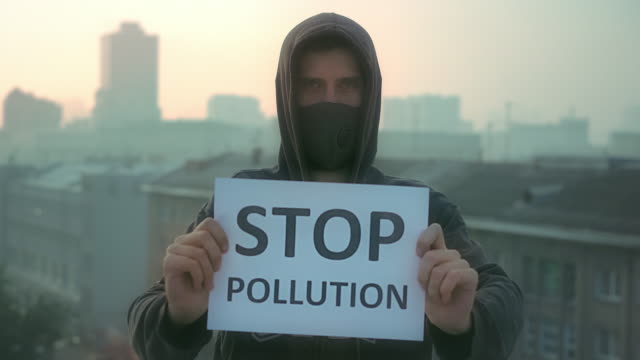 People-wear-respiratory-mask.-Stop-air-pollution.-City-traffic-smog.-Rrespirator