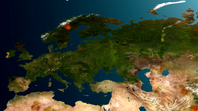 Europa-en-llamas,-animación-de-4K.