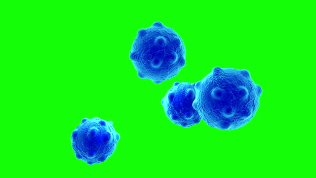 Schwenken-Sie-und-Zoomen-Sie-Kamera---Krebszellen-mit-hohen-Details-auf-green-screen