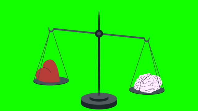Brain-Equal-Heart-on-Scales-in-Loop-Green-Screen