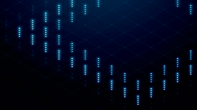 Abstract-3D-isometric-virtual-ripple-diamond-square-overlay-layer,-blue-color-with-mesh-pattern-illustration,-Blockchain-technology-concept-design-on-black-background,-seamless-looping-animation-4K
