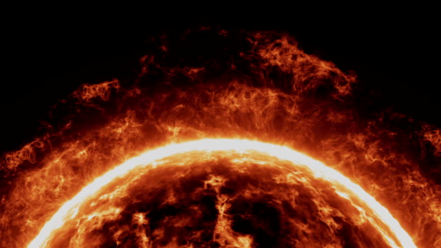 Oberfläche-der-Sonne-mit-Sonneneruptionen-mit-Spritzern-von-Protuberanzen.-Brennt-die-Sonne-auf-schwarzem-Hintergrund