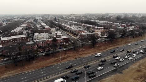 City-highway-with-car-traffic.-Aerial-view.